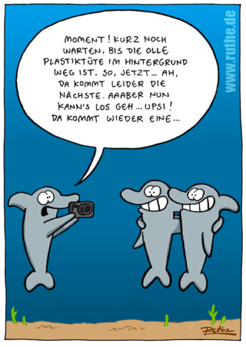 Plastikmüll Comic Delfine